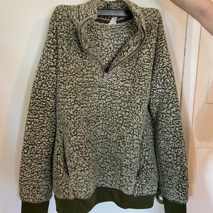 green faux fur sweater